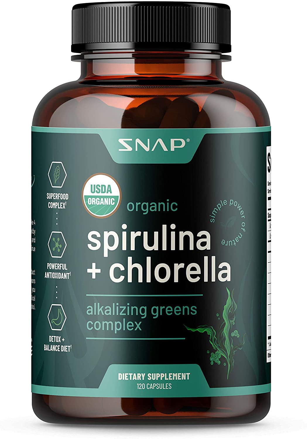 Snap Supplements Spirulina & Chlorella Organic Heart Support
