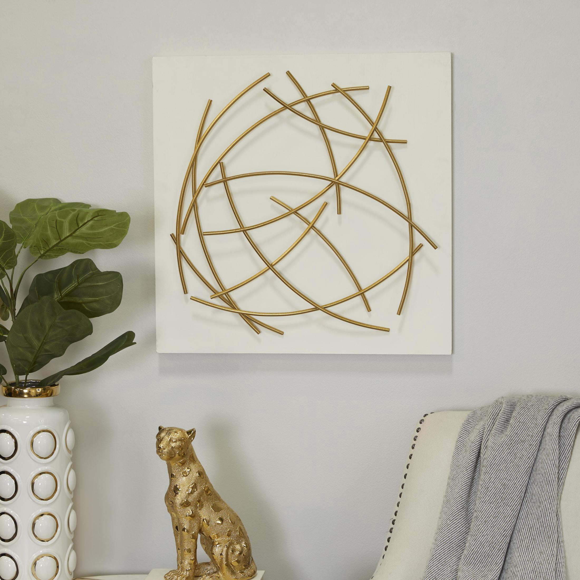 CosmoLiving by Cosmopolitan White Metal Overlapping Lines Abstract Wall Decor with White Backing