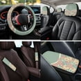 thumbnail image 4 of KUIFORTI Boho Flower Automobile Seat Covers Full Set 14 Pack with Car Steering Wheel Accessories Auto Center Console Pad Seat Belt Pads Car Headrest Covers for Most Cars, 4 of 7