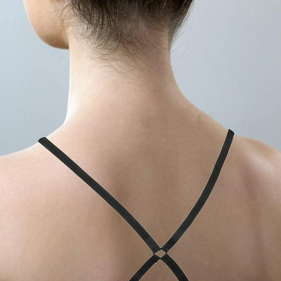 GOOHOCHY Dress Straps For Strapless Dress 2Pcs Black Nylon Adjustable Non Slip Cross Back Design