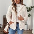 thumbnail image 2 of Wutalume Women's Plush Jacket, Casual Solid Color Hooded Drawstring Jacket, Jacquard Design for Fall and Winter, Soft and Warm, Perfect for Relaxed Fit and Comfort,Beige L, 2 of 7