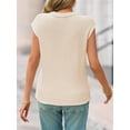 thumbnail image 4 of Summer Womens V Neck Cap Sleeve Tops Casual Loose Fit Knit Lightweight Going Out Sweater Pullover Top, 4 of 6