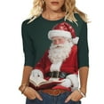 thumbnail image 2 of Xdegoge Christmas Shirt for Women 3/4 Sleeve Santa Funny Graphic T-Shirt Crewneck Vintage Casual Tops Pullover Family Holiday Casual Blouse Gifts 2025 Fall Winter Festival Clothes Fit Party, 2 of 7