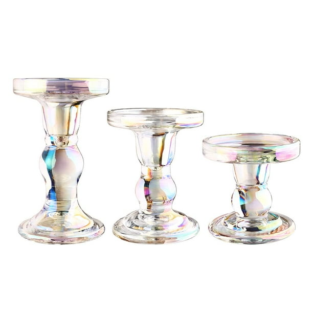 Juego de portavelas BTGLLAS, candelabro de cristal, soporte de cristal