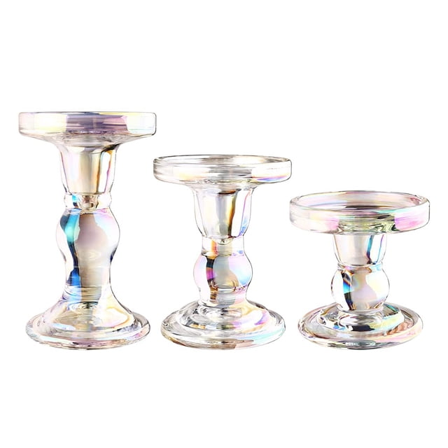 Juego de portavelas BTGLLAS, candelabro de cristal, soporte de cristal