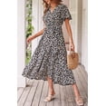thumbnail image 6 of PRETTYGARDEN Women's Summer Floral Boho Maxi Dress Short Sleeve Wrap V Neck Ruffle Long Flowy Beach Wedding Guest Dresses, 6 of 7