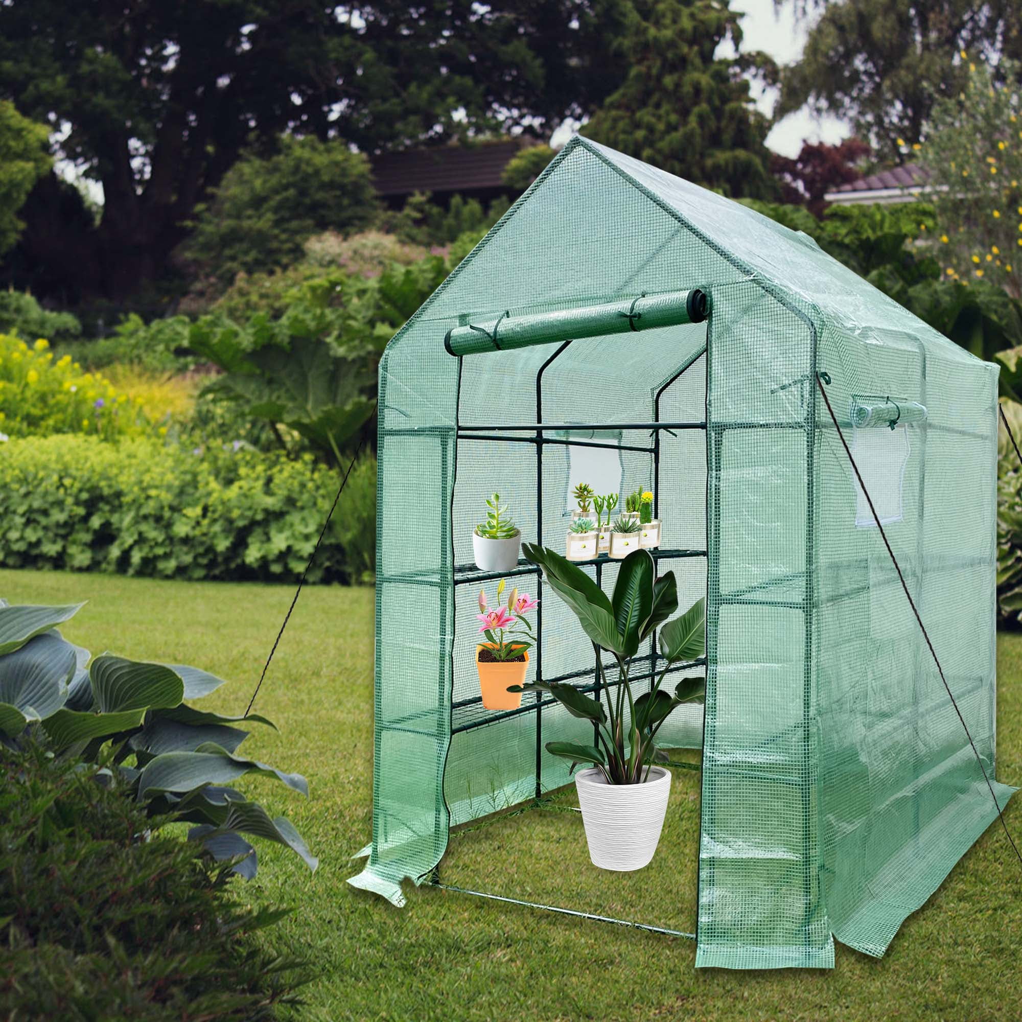 Mini Walk-in Greenhouse Indoor Outdoor -2 Tier 8 Shelves- Portable