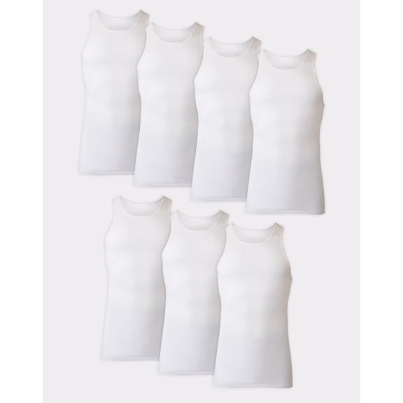 Hanes ComfortSoft Men's Tank Undershirt, White, 7-Pack L