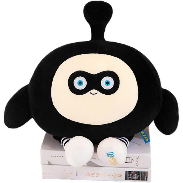 13.7inch Cute Cartoon Egg Doll Party Game Plush Stuffed Toy Doll, Children's Game Plush Toys with Different Characters (Black)