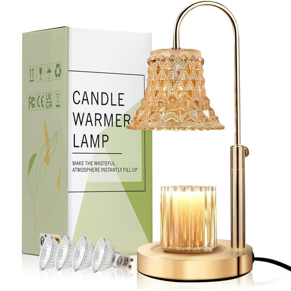Candle Warmer Lamp, Adjustable Height Candle Lamp Warmer with Timer, Electric Dimmable Wax Melt Warmer with Flower Shaped and Stable Metal Base for Bedroom Home Decor