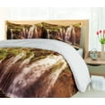 thumbnail image 5 of Ambesonne Nature Duvet Cover Sets, Waterfall Forest Trees, 2-Queen, Green and Brown, 5 of 7