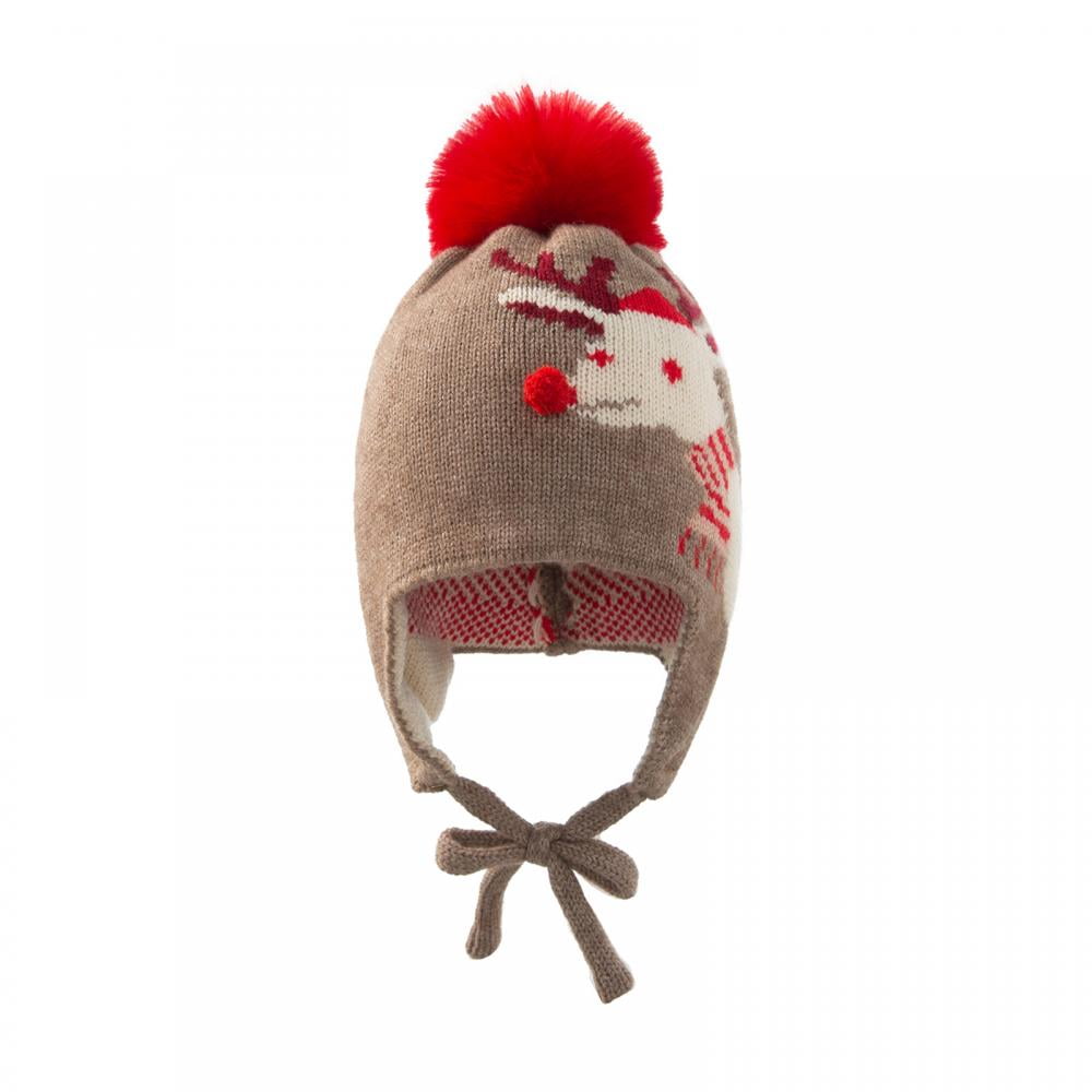 Fur Pompom Fleece Lined Knit Hat 