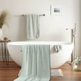 thumbnail image 4 of Thick Velvet Bath Towel Adult Size 70x140cm, High Absorbency Dry Beach Towel, Oversized Bath Sheet with Strip, Soft Material, Gift Towel, Spa (Green), 4 of 5