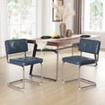 thumbnail image 3 of Zesthouse 19.3″Mid-Century Modern Dining Chairs Set of 2, Faux Leather Upholstered Kitchen Chairs with Back and Chrome Legs, Armless Side Chairs for Kitchen & Dining Living Room, Blue, 3 of 11