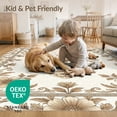 thumbnail image 4 of ODIKA 8'x10' Washable Area Rug Durable, Non-Slip Carpetas Tan Delicate Scrollwork Blossoms Leafy Covering Para for Living Room, Under Sectional, Family, 4 of 7