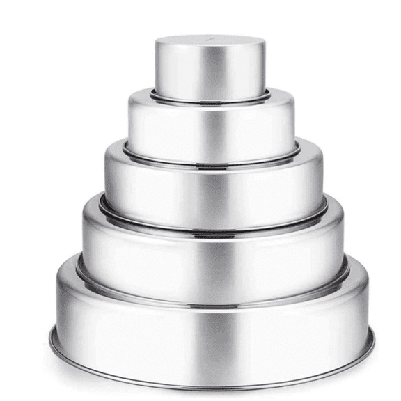 Cake Pan, 4’’ - 6’’ - 8’’ - 9½’’ - 11’’, Stainless Steel Roun Baking Tier Cake Pans Set, Healthy & Heavy Duty, Mirror Finish & Dishwasher Safe - Set of 5