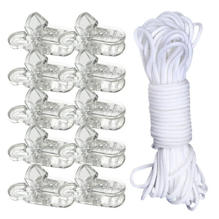 

Pgeraug Sling clip Durable Firm Clip Camisole Stabilizer 10 Clip + 10M Rope Adjustable Home Textile Storage Clear