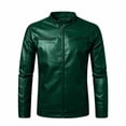 thumbnail image 6 of PBFRDSJ Men's Stand Collar Faux Leather Jacket Classic Biker Style Motorcycle Coat Casual Lightweight Zip Up Slim Punk Biker Outwear, 6 of 9
