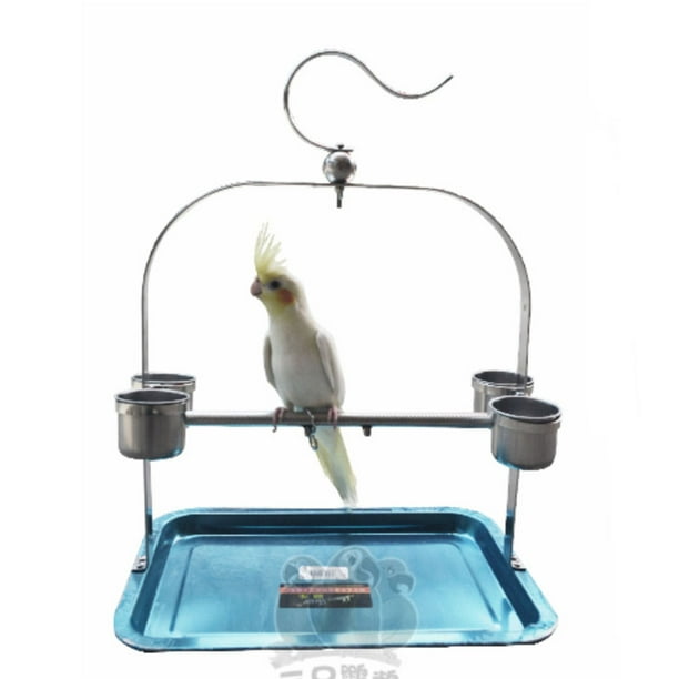 Stainless Steel Parrot Bird Cage Stand with Feeding Cups Walmart