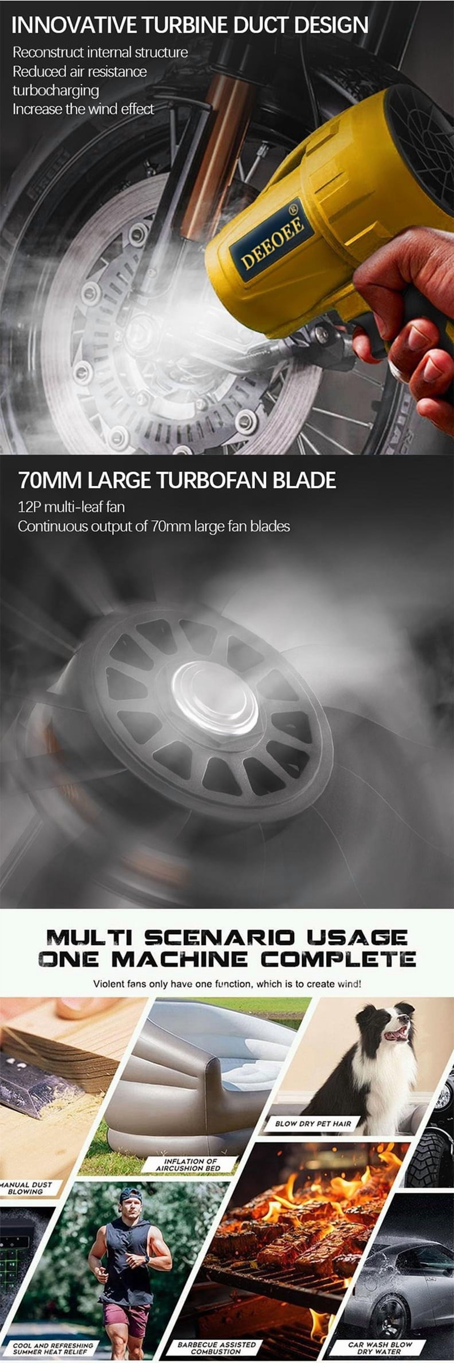 Cordless Turbo Jet Leaf Blower – High-Power Brushless Motor, Violent TurboFan for Car Drying, Dust Cleaning & Snow Removal – Handheld & Lightweight for Outdoor & Garage Use