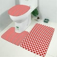 thumbnail image 2 of Red White Checkerboard Checkered Pattern Bathroom Rugs Sets 3 Piece,Toilet Cover Set,Absorbent Non Slip Bathroom Mats Sets with U-Shaped Contour Rug Toilet Rug Set, 2 of 5
