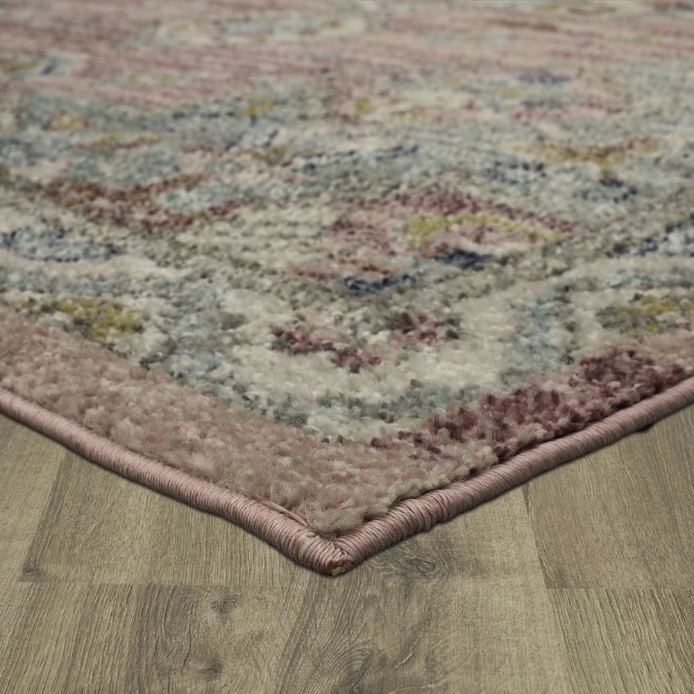 Mohawk Home Catalan Low Pile Latex Backed Stain and Fade Resistant Geometric Pink Indoor Area Rug, 3'11" X 6'