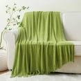 thumbnail image 3 of Battilo Apple Green Throw Blanket for Sofa, Cozy Soft Chenille Knit Throws with Tassels for Home Decor, Green Throws for Spring, 50"x60", 3 of 7