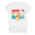 thumbnail image 2 of Ayolanni Tropical Print Basic Tees for Women Beach Tunic Crew Neck Short Sleeve Blouse Oversized Vacation Shirts Summer Tops for Women White L, 2 of 3