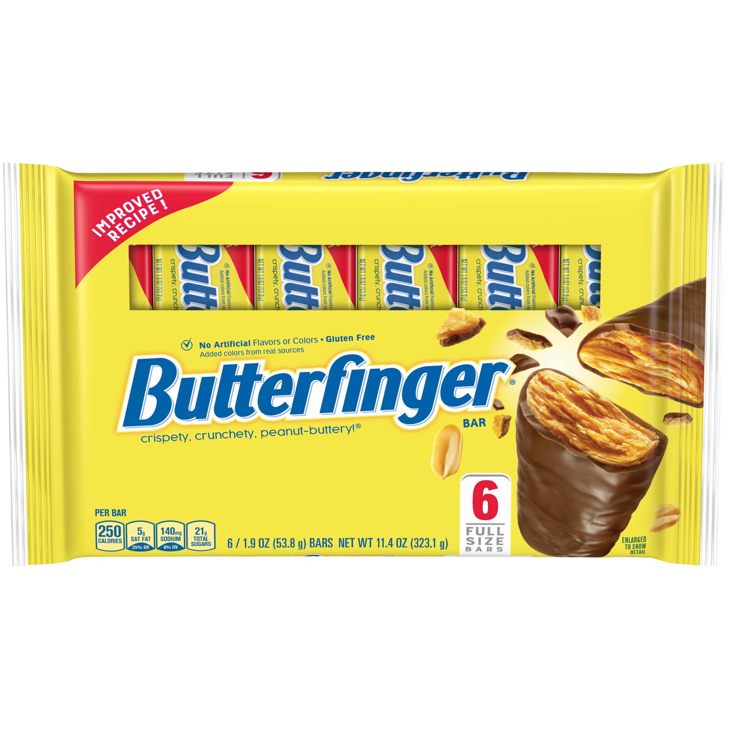 Butterfinger Chocolate Candy Bars, 11.4 oz Tray, (6 Count) Walmart