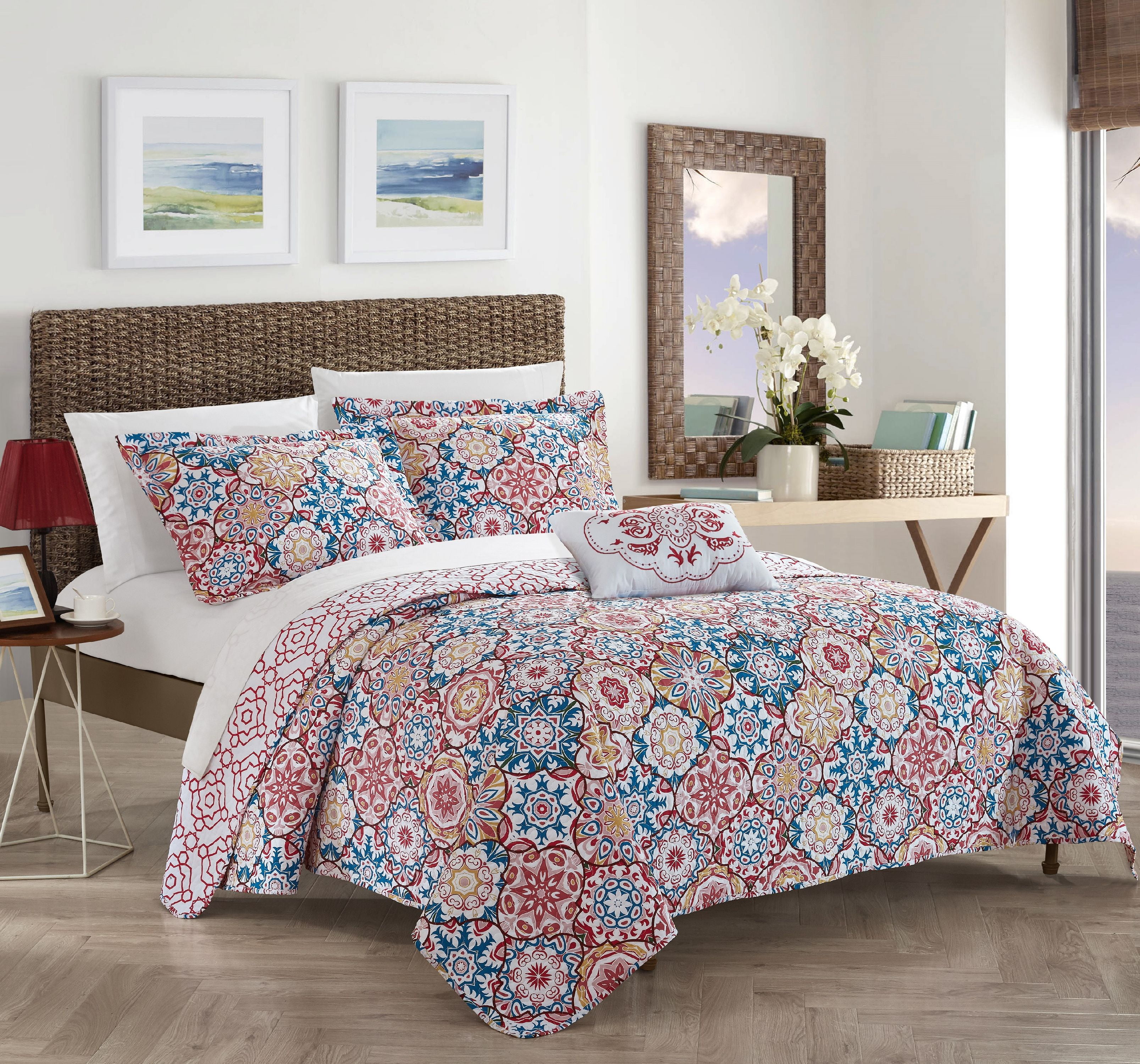 Chic Home 4Piece Winona 100 Cotton 200 Thread Count Bohemian Inspired Printed REVERSIBLE Queen