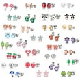 thumbnail image 4 of 33/30 pares de aretes hipoalergénicos para niñas con orejas sensibles con poste de acero inoxidable, lindos aretes surtidos para adolescentes, niñas y mujeres Ormromra HMJM485, 4 of 6
