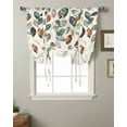 thumbnail image 2 of Teal Brown Botanical Tie Up Curtains for Kitchen Bathroom Bedroom Windows 45 Inch Length, Pastoral Fall Weeping Maple Leaf Balloon Drape Curtains Shade Rod Pocket Drapery Curtain Panel, 34"x45", 2 of 7