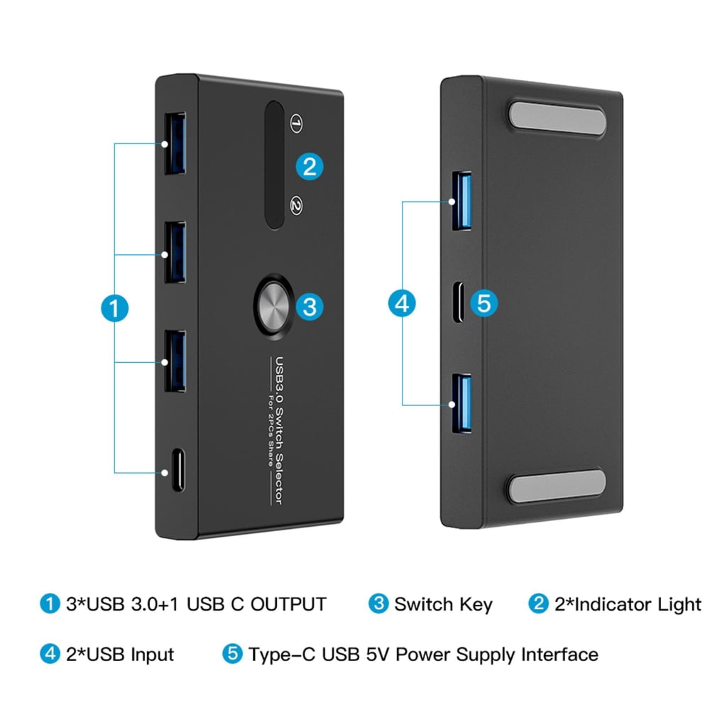 For 2 Computers KVM Switching Box USB C And USB Switcher For Office And Home Use Connects Multiple Devices