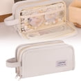 thumbnail image 3 of Cute Big Capacity Pencil Case With 3 Compartments, Large Pencil Pen Box Holder Organizer, Simple Storage Aesthetic Stationery For Adults (A), 3 of 9
