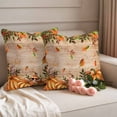 thumbnail image 2 of Orange Yellow Pumpkin Outdoor Waterproof Pillow Covers, Thanksgiving Botanical Wooden Leaves Fall Decorative Square Throw Pillowcase Sofa Cushion Sham for Patio/Couch/Chair, 18"x18" 2 Pack, 2 of 8
