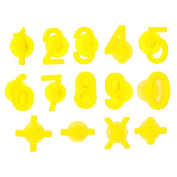 14Pcs Wine Glass Charm, Silicone Wine Glass Markers for Champagne Flute Cocktails Yellow Number 0-9/Math Symbols