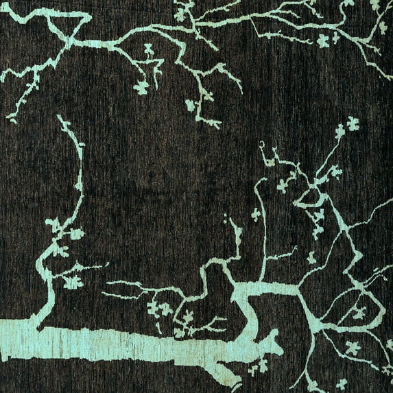 Ahgly Company Indoor Square Oriental Light Blue Modern Area Rugs, 3' Square