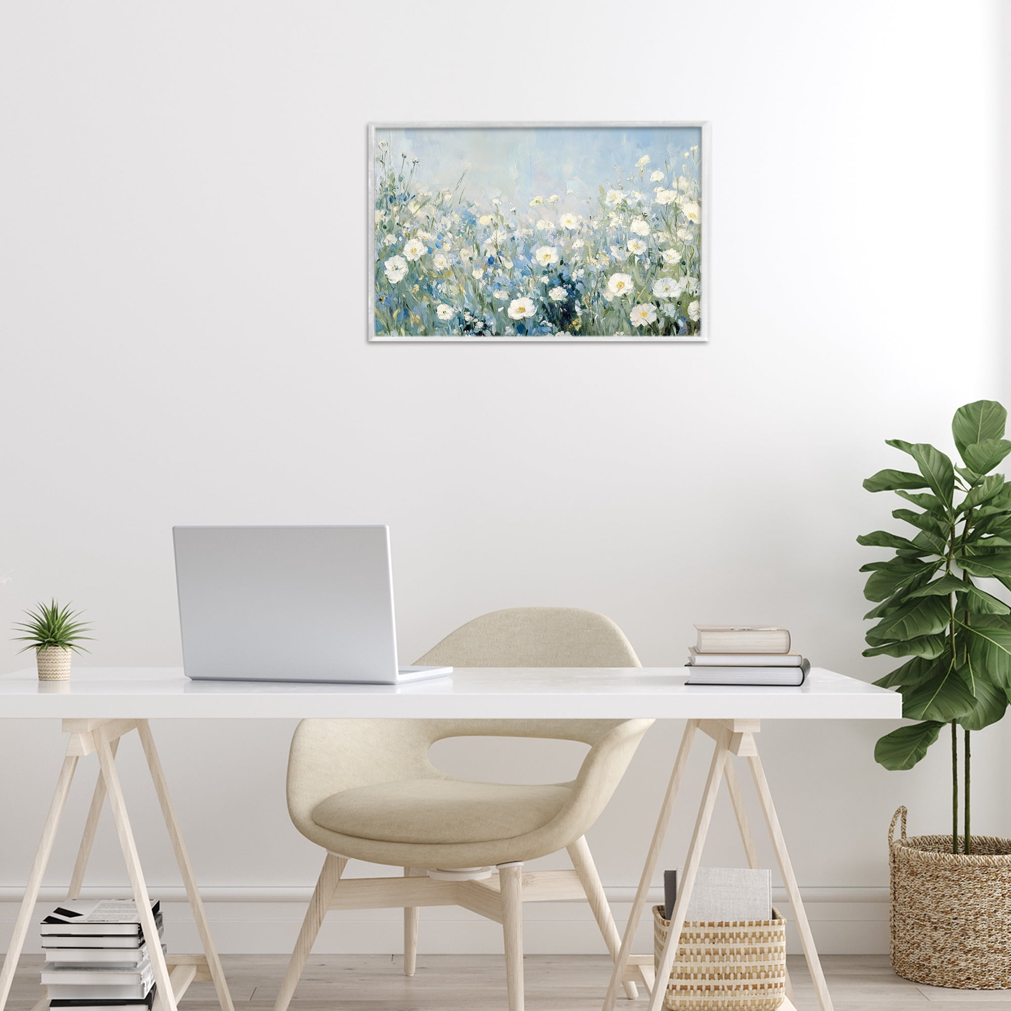 Stupell Industries Meadow Foliage Dream White Framed Giclee Art, design by Petal Prints Design