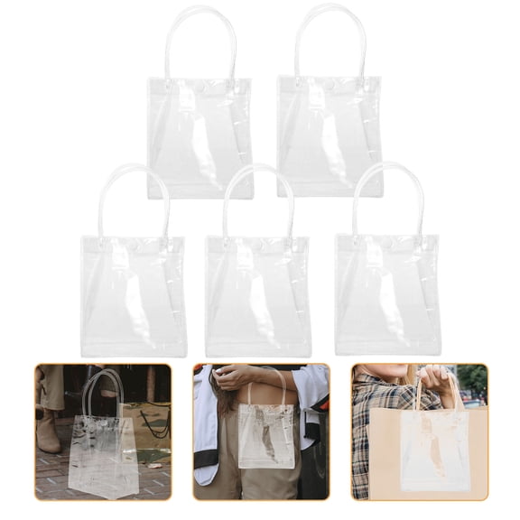FUEENIRVA 5Pcs Clear Wine Bottle Bags with Handle Design Convenient Portable Transparent Bags