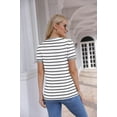 thumbnail image 4 of Sherrylily Women Summer Casual Short Sleeve T Shirts Crew Neck Tee Striped Tops, 4 of 6