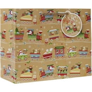 Jillson & Roberts Large Gift Bags, Christmas Train (60 Pcs)