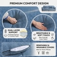thumbnail image 3 of 87.2 inch Mid-Century Modern 3-Seater Linen Fabric Couch with Vertical Channel Tufting and 2 Pillows,Blue, 3 of 11
