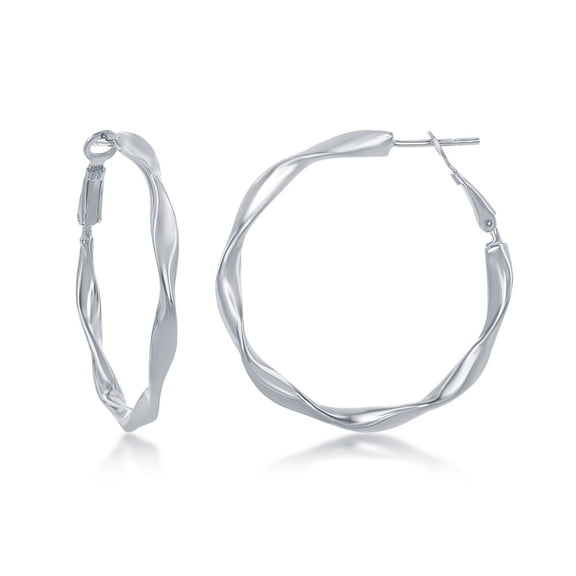 Sterling Silver/Gold Plated Italian Twisted Hoop Earrings