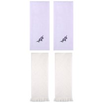 Unique Bargains 4 Pcs Floral Embroidered Bathroom Hand Towels 13" x 29" Purple/White