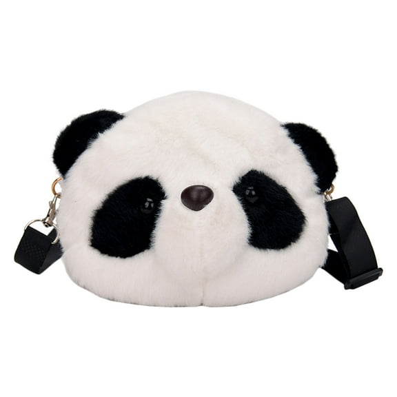 BESTONZON Panda Design Plush Shoulder Bag Cartoon Shoulder Bag Plush Storage Pouch