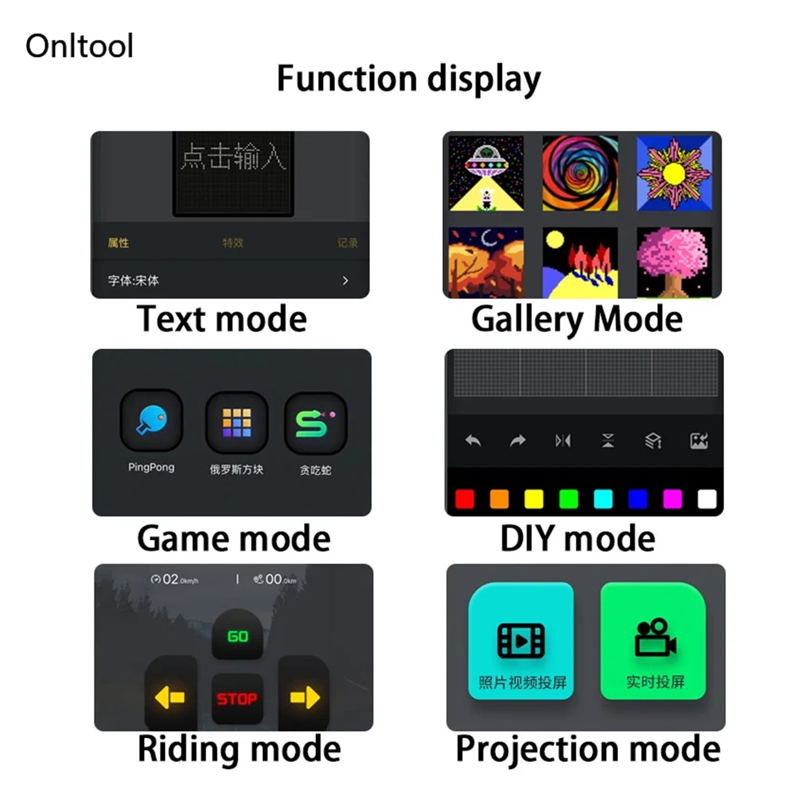 Hologram Fan Projector, 64*64 LED Display Screen On Car Rear Window Billboard Bluetooth APP Control Full Color Lighting Show Expression Screen Panel