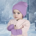 thumbnail image 2 of UngA Baby Beanie Hat Gloves Set Winter Warm Knit Hat with Glvoes,Toddler Soft Beanie for Little Boys Little Girls Children (Purple,3-24 Months), 2 of 6
