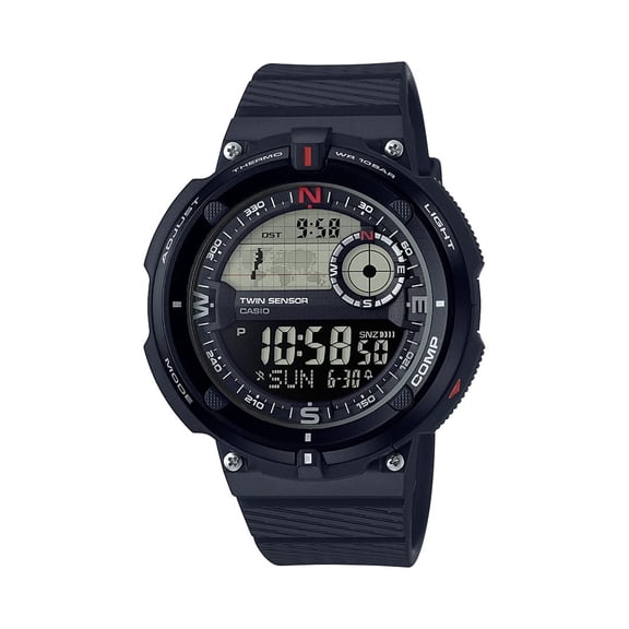 Casio Men's 'Twin Sensor' Quartz Resin Casual Watch, Color:Black (Model: SGW-600H-1BCF)