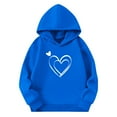 thumbnail image 4 of SERTG Girls Valentine's Hooded Sweatshirt Long Sleeve Casual with Heart Print Kids Spring Fall Fleece-Lined Solid Color Everyday Top(Blue,5 Years), 4 of 5