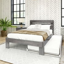 Max & Lily Full Size Bed Frame, Farmhouse Solid Wood Platform Bed with Headboard and Trundle